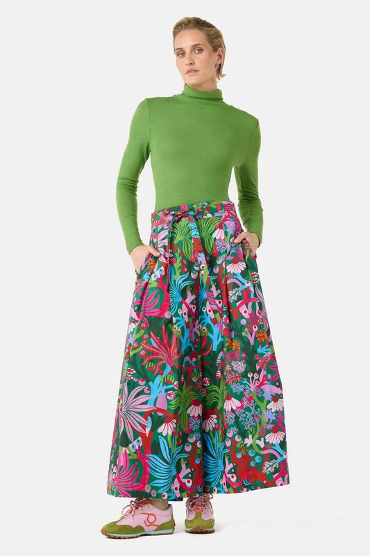 Image of a model wearing Skirts. Product name - Wild Garden Culotte in Print colour by brand - Gorman