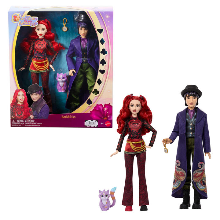 Image of Dolls. Product name - Disney Descendants: Wicked Wonderland Doll 2-Pack with Accessory & Animal Friend, Red & Max in colour by brand - Disney Descendants