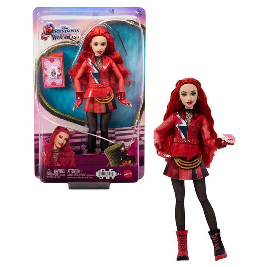 Image of Dolls. Product name - Disney Descendants: Wicked Wonderland, Red, Daughter of Queen of Hearts Fashion Doll & Accessory in colour by brand - Disney Descendants