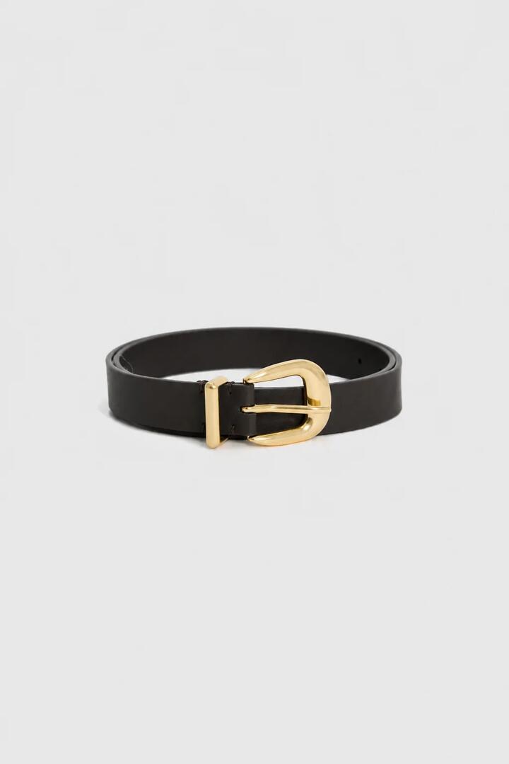 Image of Hair Accessories. Product name - Chocolate Gold Buckle Leather Belt in Brown colour by brand - Among the Brave