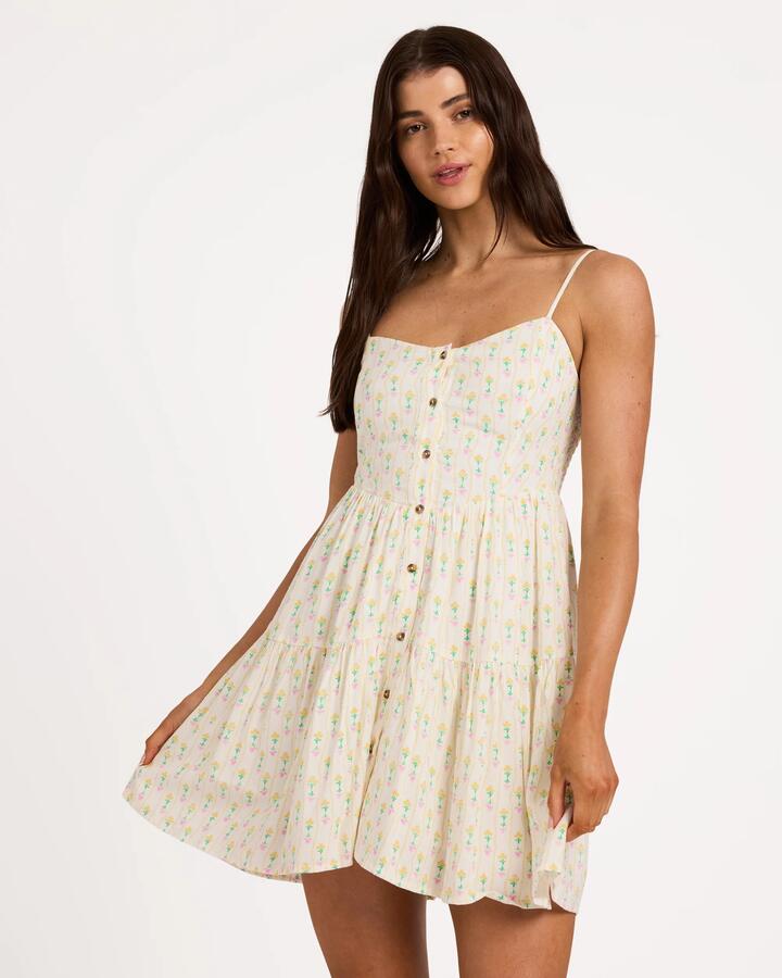 Image of Dresses. Product name - Billabong Womens Sunny Mini Dress Salt Crystal in Salt Crystal colour by brand - Billabong