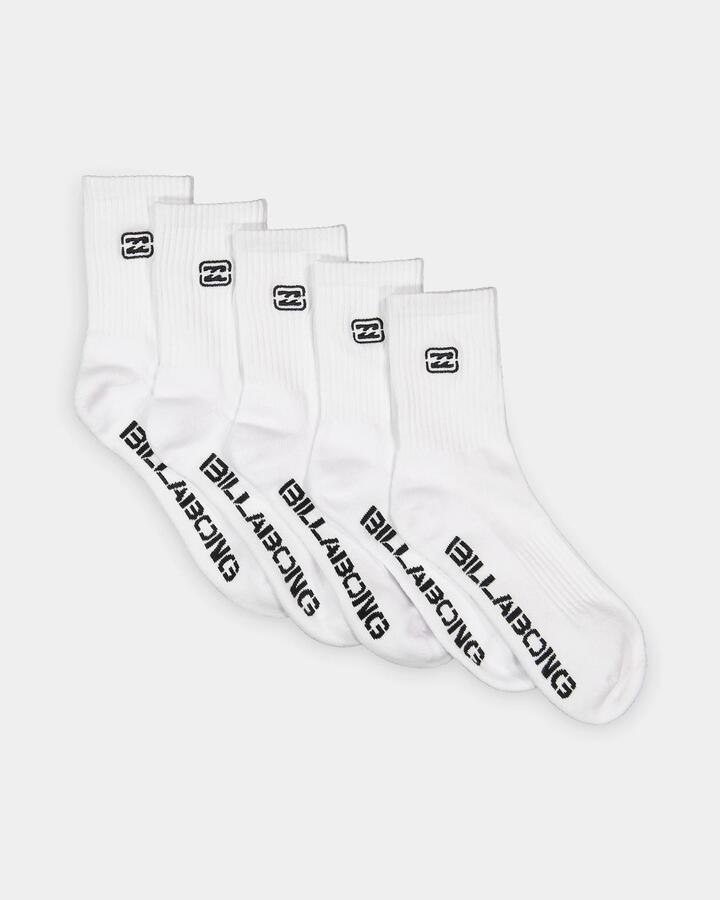 Image of Socks. Product name - Billabong Boys 8-16 Boys 5 Pack Sport Socks White in White colour by brand - Billabong