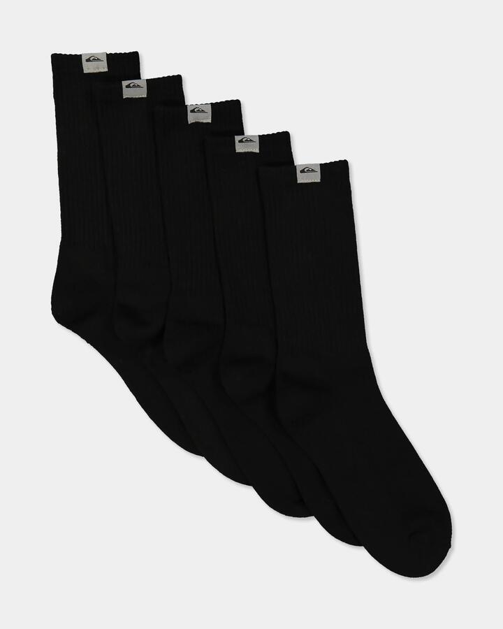 Image of Socks. Product name - Quiksilver Core 5 Pack Crew Socks Black in Black colour by brand - Quiksilver