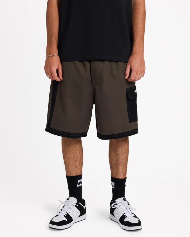 Image of a model wearing Shorts. Product name - Quiksilver Mens Wrath 23" Walkshorts Turkish Coffee in Turkish Coffee colour by brand - Quiksilver