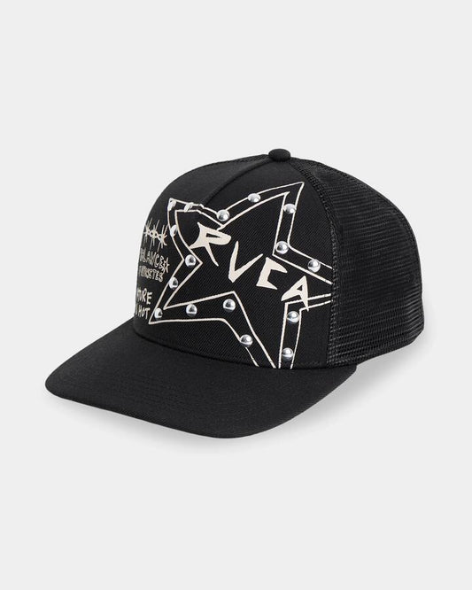 Image of Accessories. Product name - Rvca Womens Dani Miller Trucker Washed Black in Washed Black colour by brand - Rvca