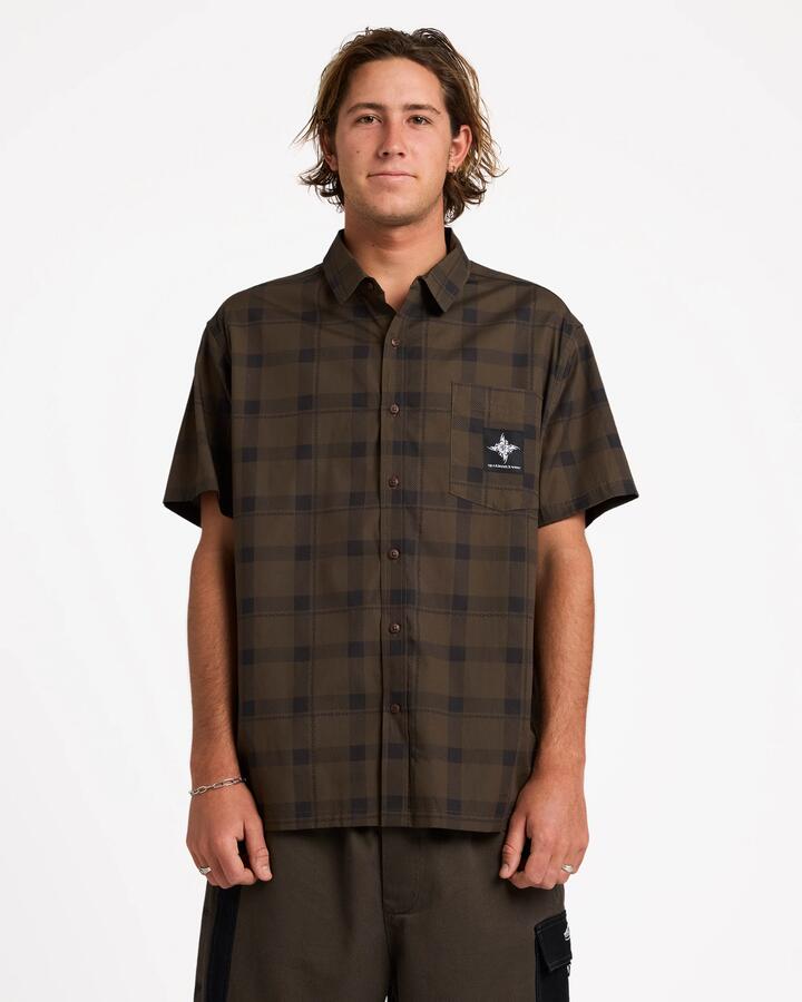 Image of Shirts. Product name - Quiksilver Mens Edition Short Sleeve Shirt Turkish Coffee in Turkish Coffee colour by brand - Quiksilver