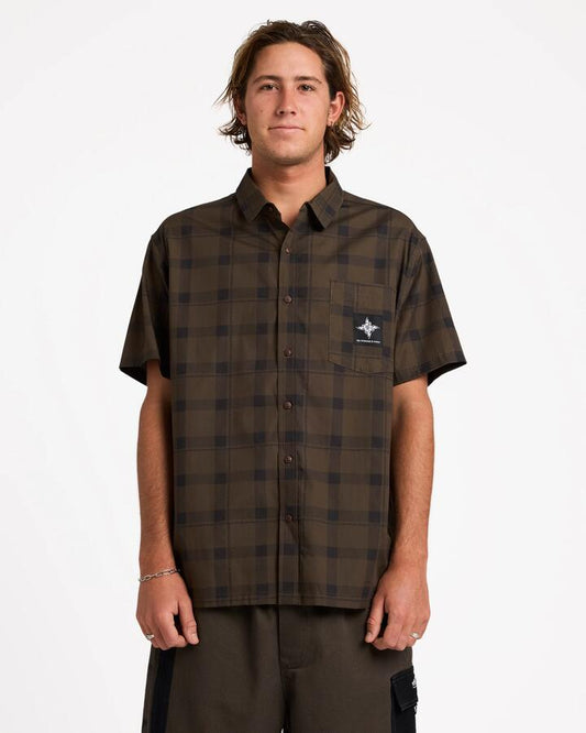 Image of Shirts. Product name - Quiksilver Mens Edition Short Sleeve Shirt Turkish Coffee in Turkish Coffee colour by brand - Quiksilver