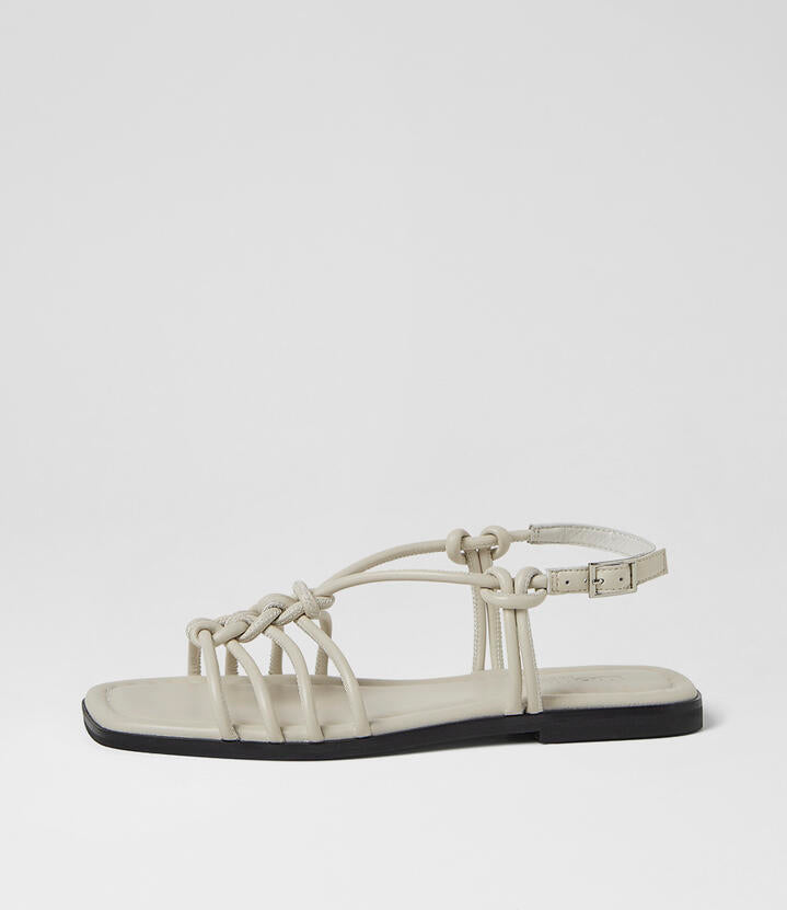Image of Sandals. Product name - Alo Cream Leather Sandals in Cream colour by brand - MOLLINI