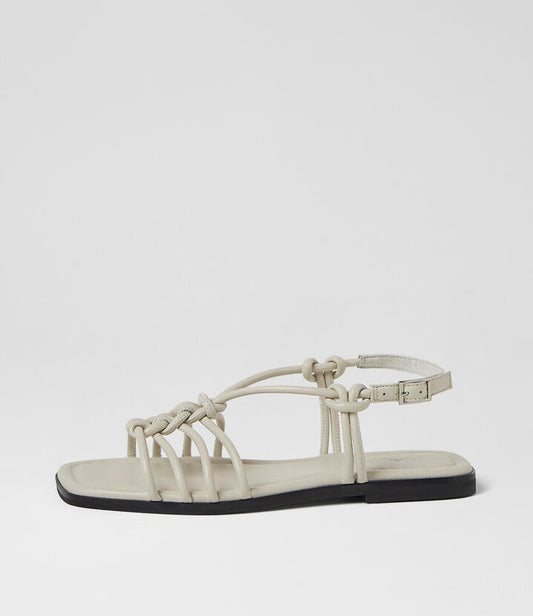 Image of Sandals. Product name - Alo Cream Leather Sandals in Cream colour by brand - MOLLINI