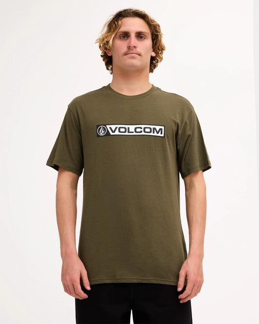 Image of T-Shirts. Product name - Volcom Mens Blocker T-Shirt Military in Military colour by brand - Volcom