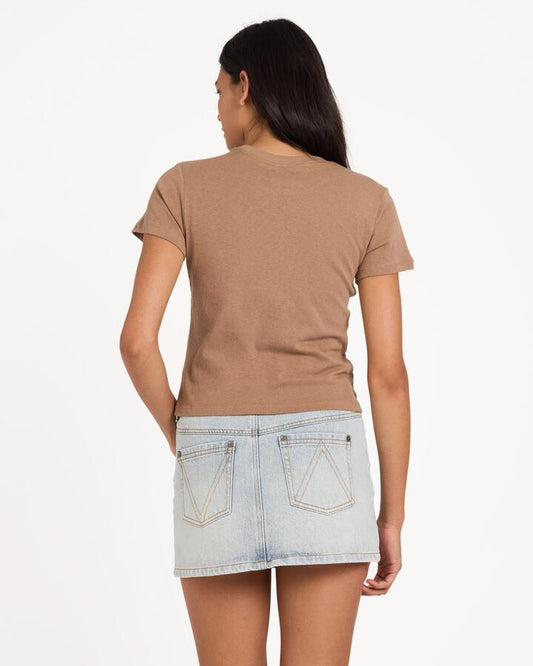 Image of T-Shirts. Product name - Rvca Womens Natures Force 411 T-Shirt Cocoa in Cocoa colour by brand - Rvca