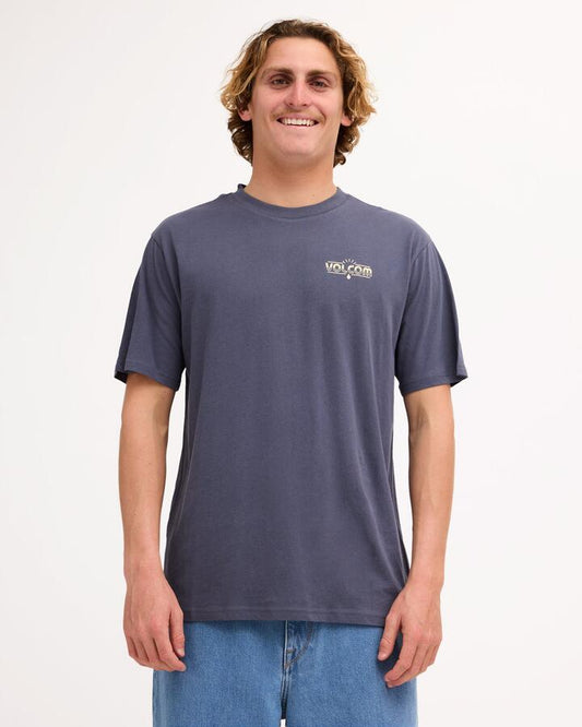 Image of T-Shirts. Product name - Volcom Mens The Early T-Shirt Vintage Navy in Vintage Navy colour by brand - Volcom