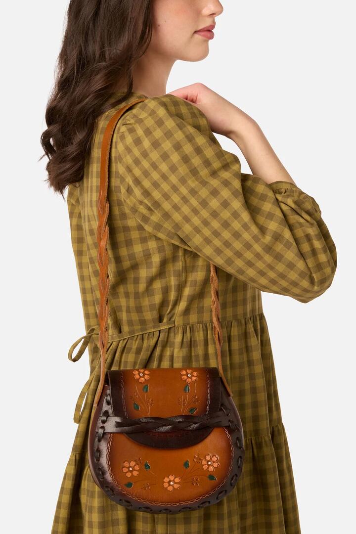 Image of Bags. Product name - Leather Daisy Bag in Tan colour by brand - Princess Highway