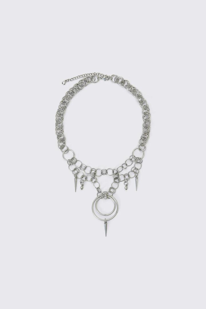 Image of Necklaces. Product name - Chain & Rings Necklace in Silver colour by brand - Dangerfield
