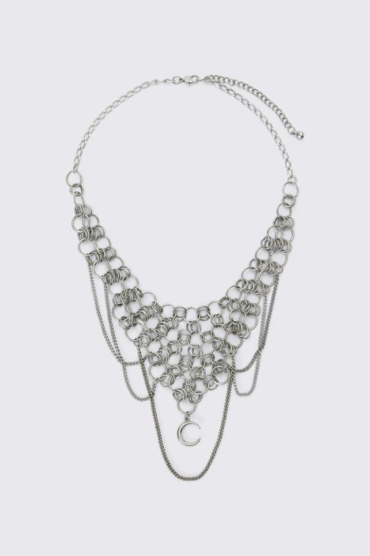 Image of Necklaces. Product name - Chain Moon Necklace in Silver colour by brand - Dangerfield