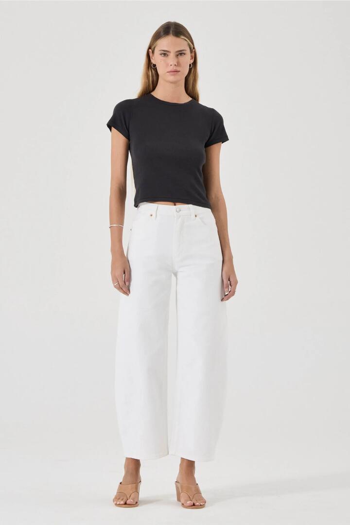 Image of Jeans. Product name - Gigi Vintage White Barrel Jean in White colour by brand - Rollas