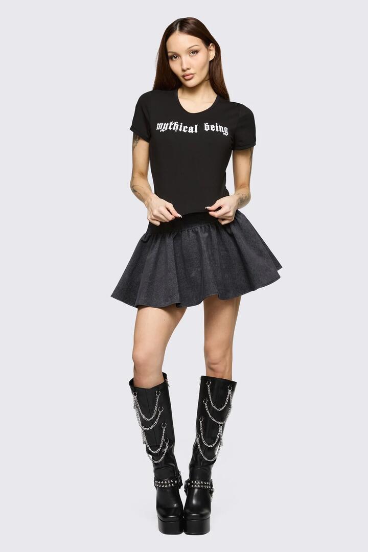 Image of T-Shirts. Product name - Mythical Goth Baby Tee in Black colour by brand - Black Friday