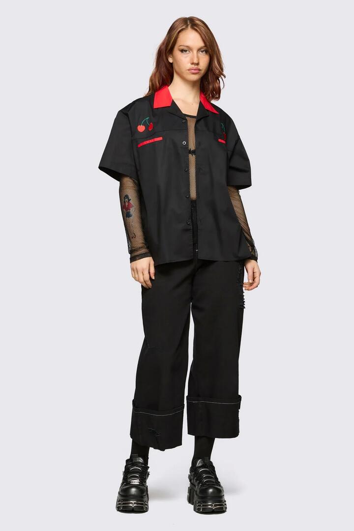 Image of Shirts. Product name - Delulu Revere Shirt in Black colour by brand - Dangerfield