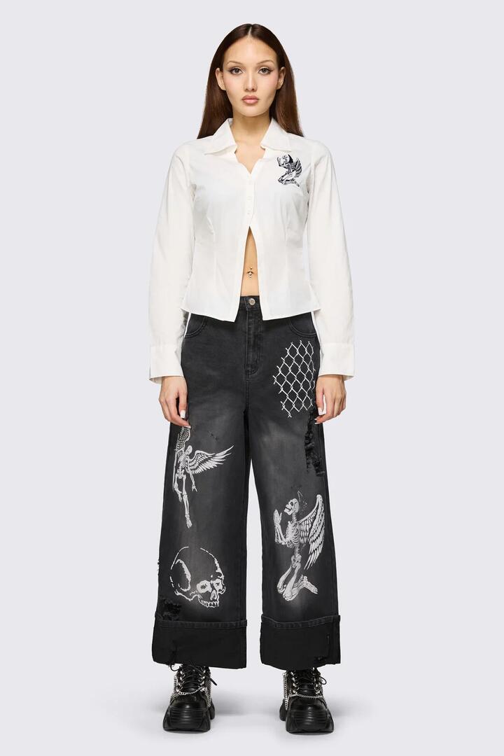 Image of Blouses. Product name - Archangel Basic Low Cut Blouse in White colour by brand - Dangerfield
