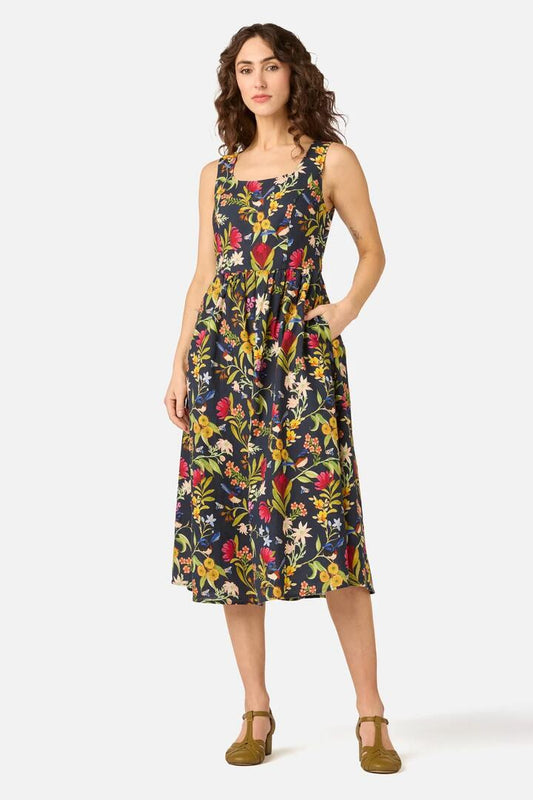 Image of Dresses. Product name - Fairy Wren Midi Dress in Navy colour by brand - Princess Highway