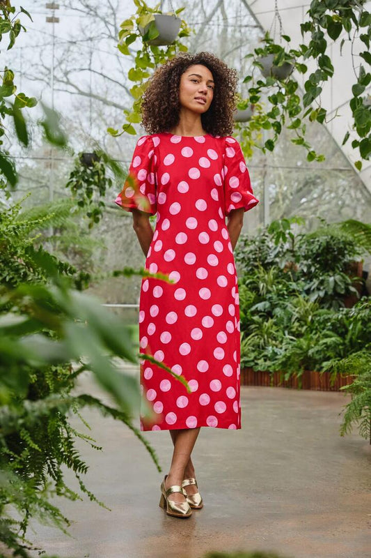 Image of Dresses. Product name - On The Dot Party Dress in Red colour by brand - Gorman