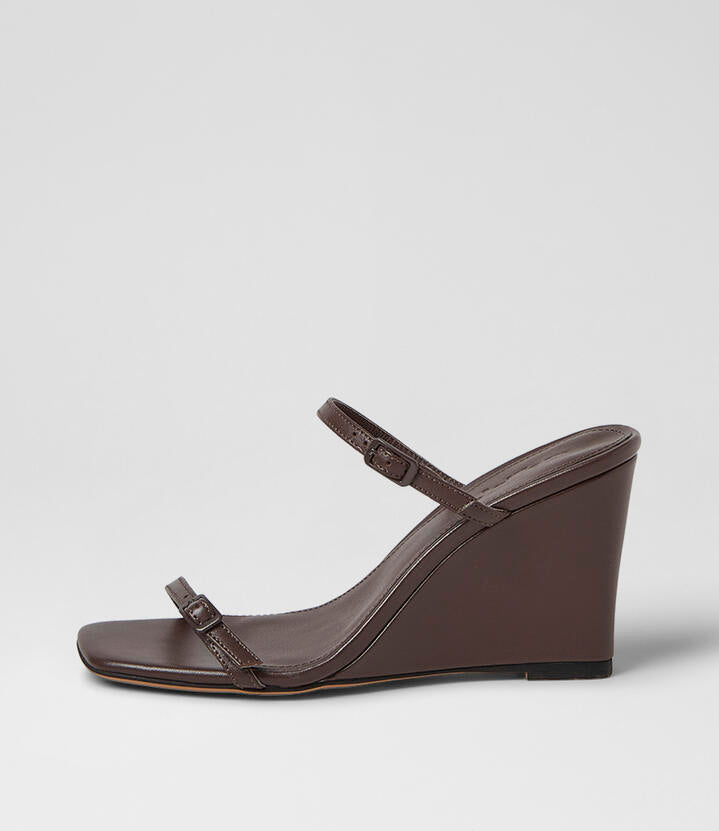 Image of Sandals. Product name - Acian Choc Leather Sandals in Choc colour by brand - MOLLINI