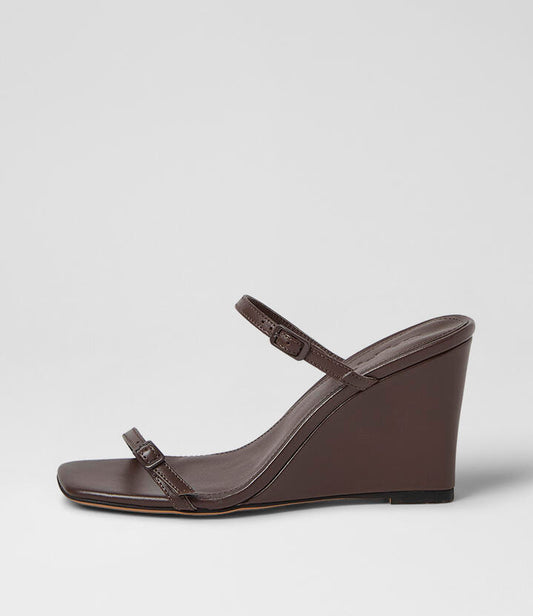 Image of Sandals. Product name - Acian Choc Leather Sandals in Choc colour by brand - MOLLINI