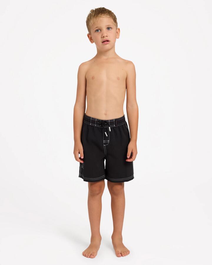 Image of Swimwear. Product name - Billabong Boys 2-7 Groms Throw On 13" Boardshorts Black in Black colour by brand - Billabong