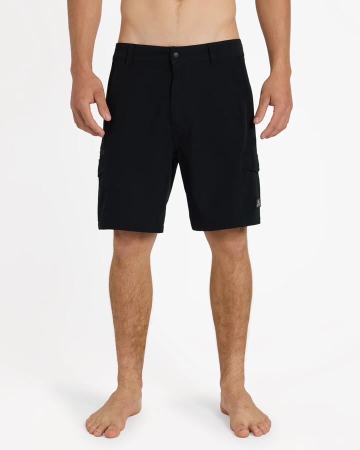 Image of a model wearing Shorts. Product name - Quiksilver Mens Chopper Amphibian 2.0 19" Hybrid Shorts Black in Black colour by brand - Quiksilver