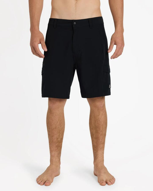Image of a model wearing Shorts. Product name - Quiksilver Mens Chopper Amphibian 2.0 19" Hybrid Shorts Black in Black colour by brand - Quiksilver