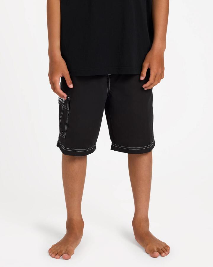 Image of Swimwear. Product name - Billabong Boys 8-16 Boys Throw On 18" Boardshorts Black in Black colour by brand - Billabong