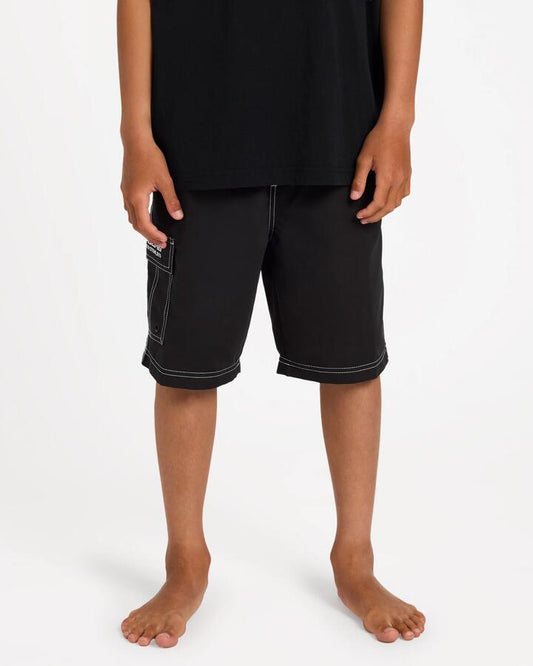 Image of Swimwear. Product name - Billabong Boys 8-16 Boys Throw On 18" Boardshorts Black in Black colour by brand - Billabong