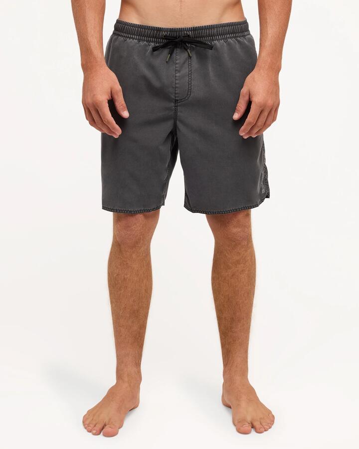 Image of a model wearing Shorts. Product name - Quiksilver Mens Balance Washed Volley Shorts Black in Black colour by brand - Quiksilver