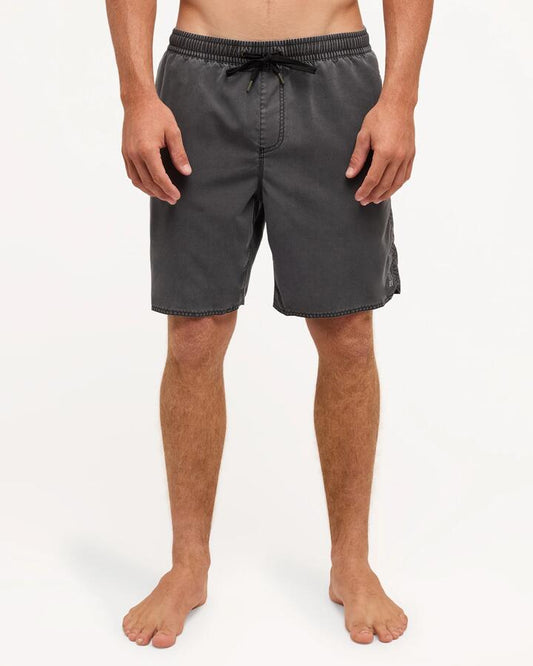 Image of a model wearing Shorts. Product name - Quiksilver Mens Balance Washed Volley Shorts Black in Black colour by brand - Quiksilver
