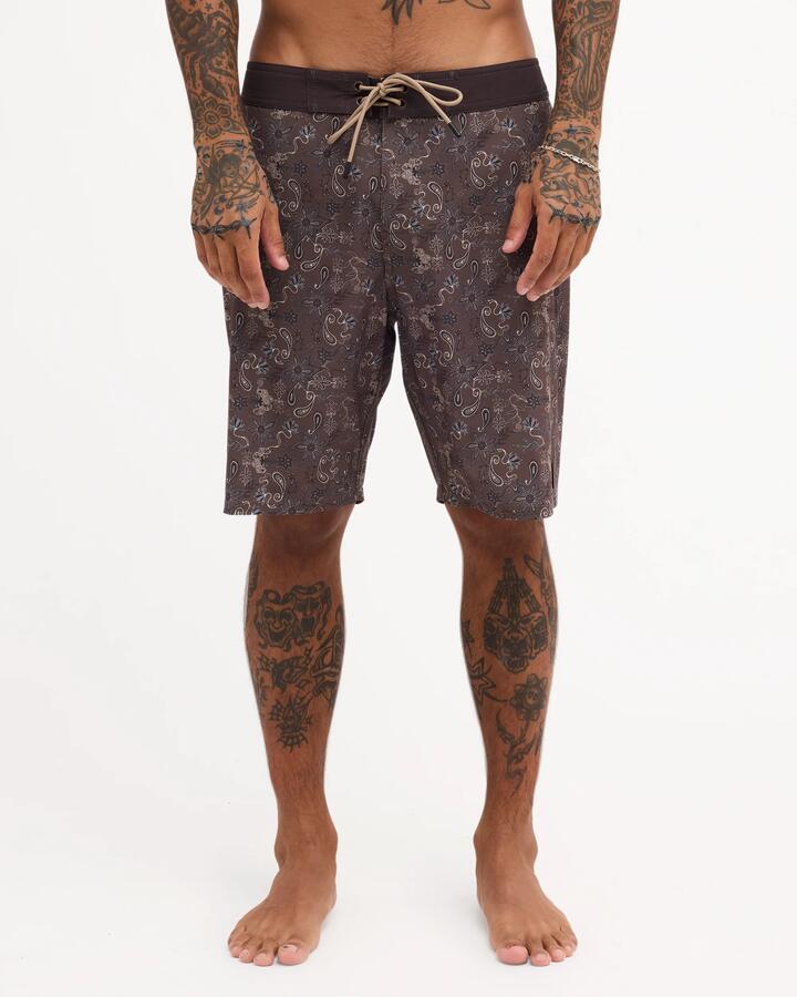 Image of Swimwear. Product name - Rvca Mens Atlantic Trunk 19" Boardshorts Chocolate in Chocolate colour by brand - Rvca