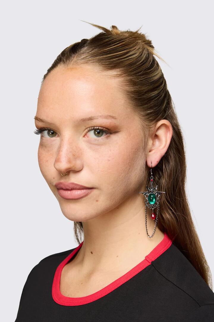 Image of Earrings. Product name - Gothic Bat Drop Earrings in Multi colour by brand - Dangerfield