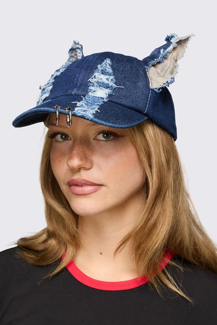 Image of Jeans. Product name - Dizzy Denim Ears Hat in Indigo colour by brand - Dangerfield