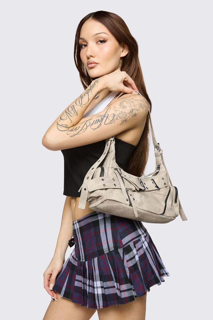 Image of Bags. Product name - Biker Baddie Bag in Beige colour by brand - Black Friday