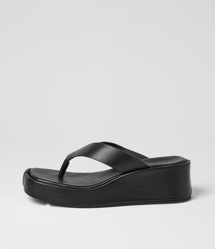 Image of Sandals. Product name - Coastin Black Leather Sandals in Black colour by brand - MOLLINI