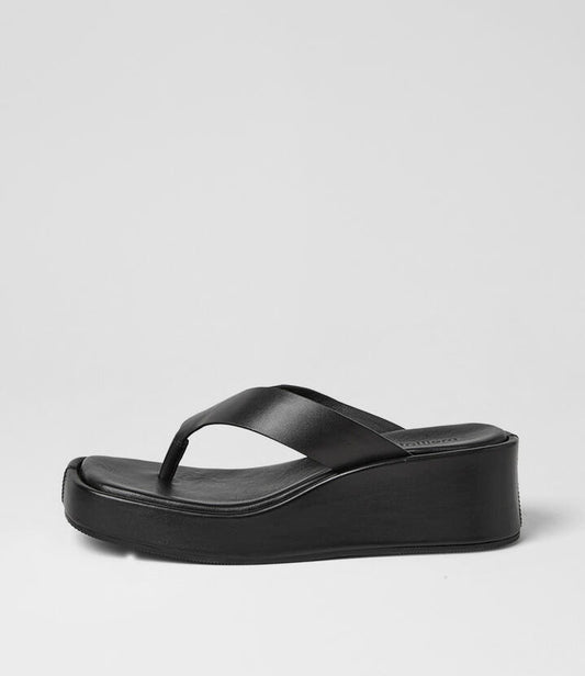 Image of Sandals. Product name - Coastin Black Leather Sandals in Black colour by brand - MOLLINI