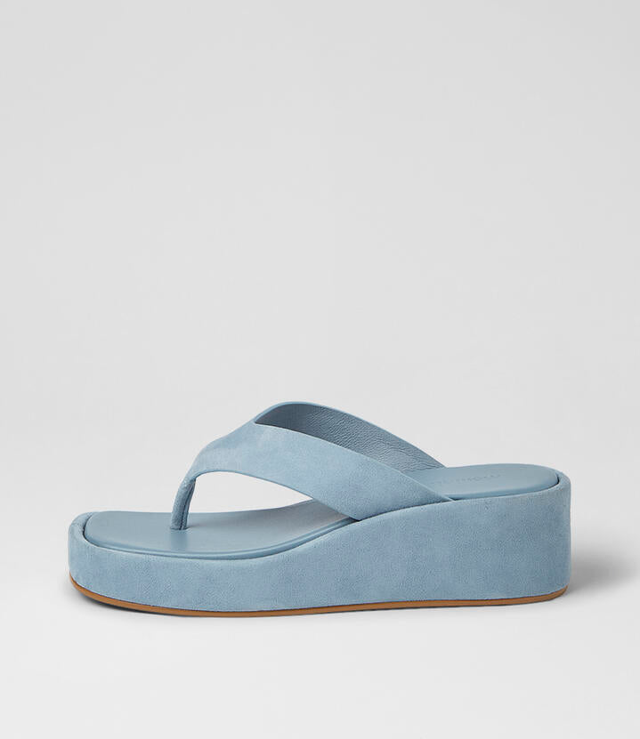 Image of Sandals. Product name - Coastin Pale Blue Suede Sandals in Pale Blue colour by brand - MOLLINI