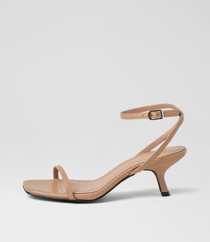 Image of Sandals. Product name - Hazeel Dark Nude Leather Sandals in Dk Nude colour by brand - MOLLINI
