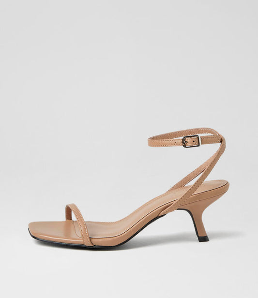 Image of Sandals. Product name - Hazeel Dark Nude Leather Sandals in Dk Nude colour by brand - MOLLINI
