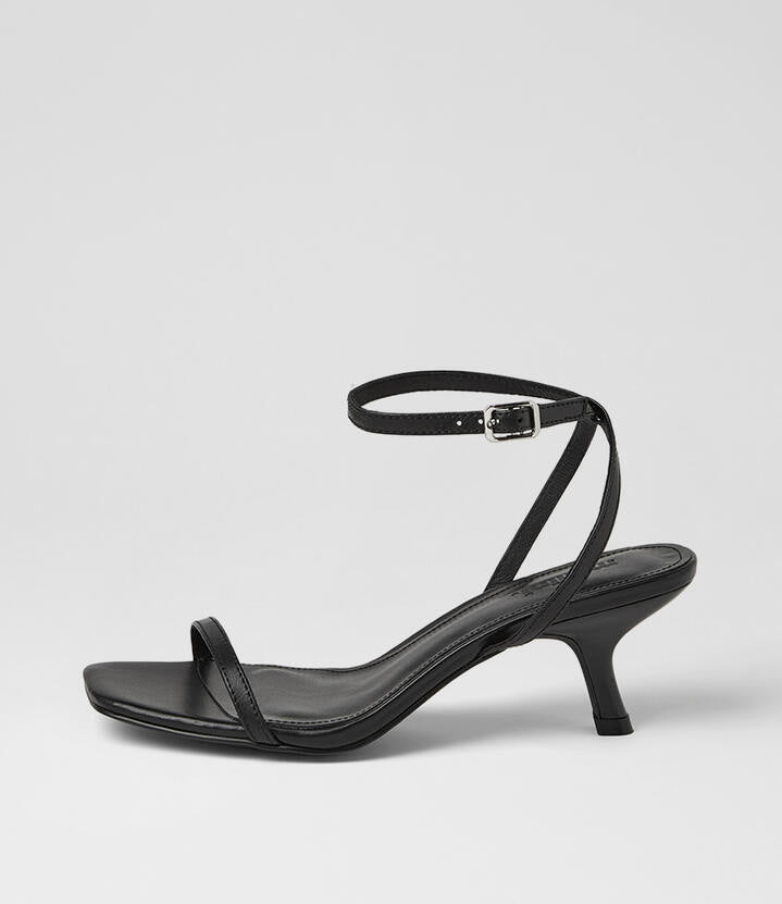 Image of Sandals. Product name - Hazeel Black Leather Sandals in Black colour by brand - MOLLINI