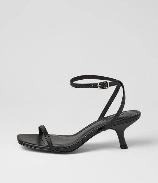 Image of Sandals. Product name - Hazeel Black Leather Sandals in Black colour by brand - MOLLINI
