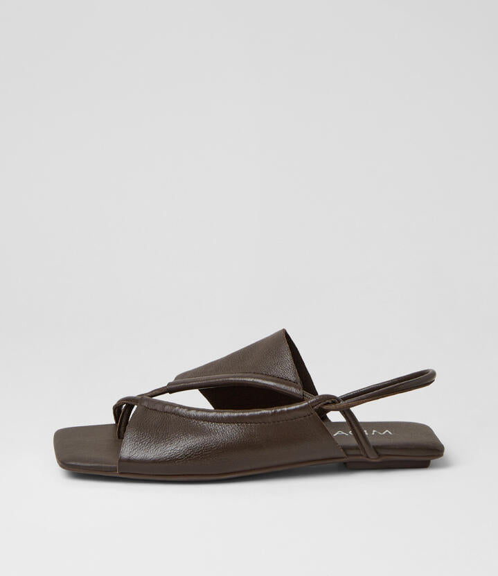 Image of Sandals. Product name - Eggan Choc Leather Sandals in Choc colour by brand - MIDAS