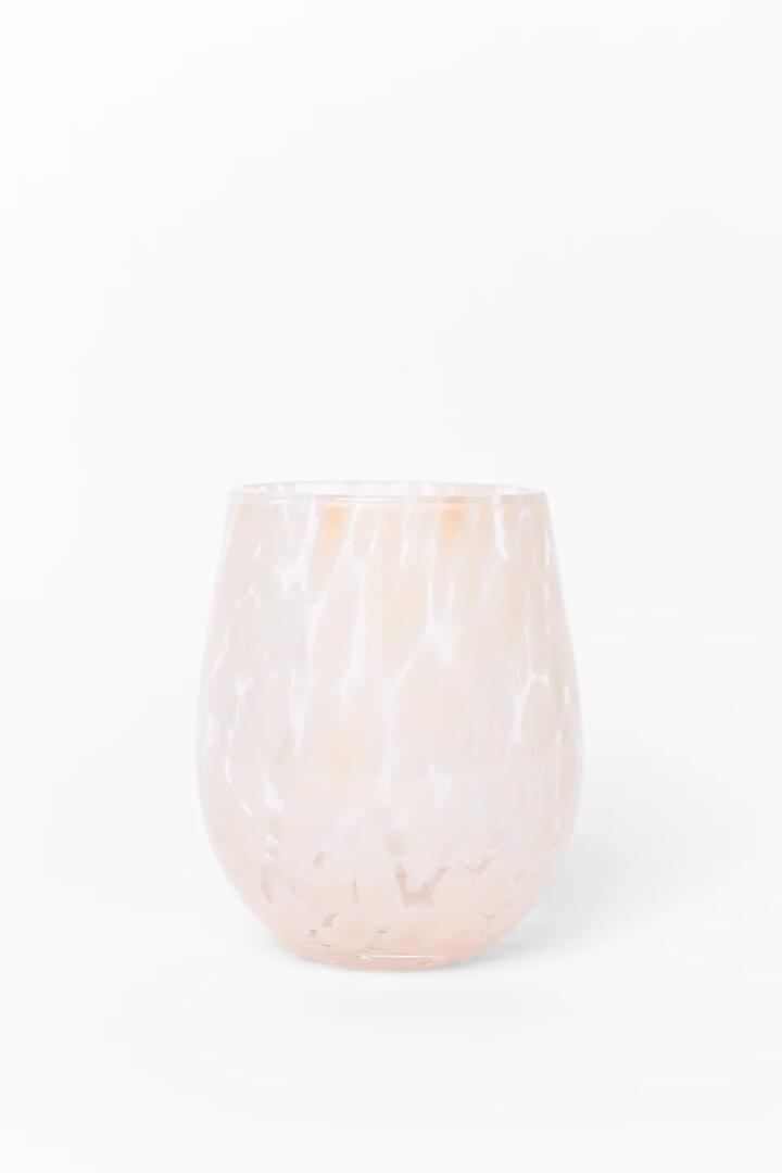 Image of Kitchen & Dining. Product name - Stemless Natural Splatter Wine Glass in colour by brand - Willow & Mae