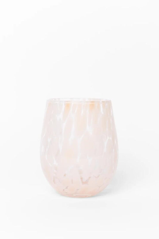 Image of Kitchen & Dining. Product name - Stemless Natural Splatter Wine Glass in colour by brand - Willow & Mae