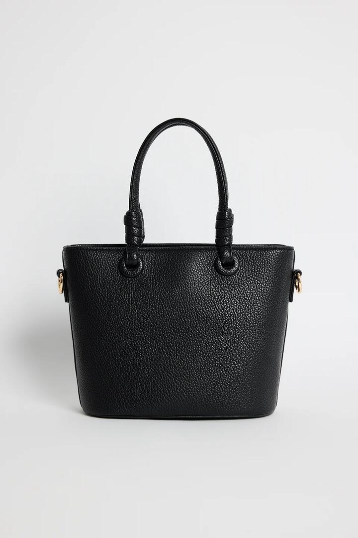 Image of Bags. Product name - Siena Black PU Leather Small Knot Top Handle Bag in Black colour by brand - Among the Brave