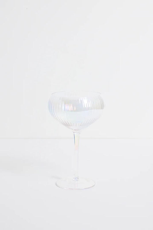 Image of Kitchen & Dining. Product name - Iridescent Ripple Wide Champagne Wine Glass in Champagne colour by brand - Willow & Mae